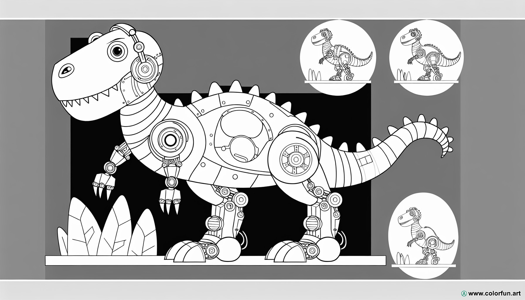 dibujo para colorear de dinosaurio robot