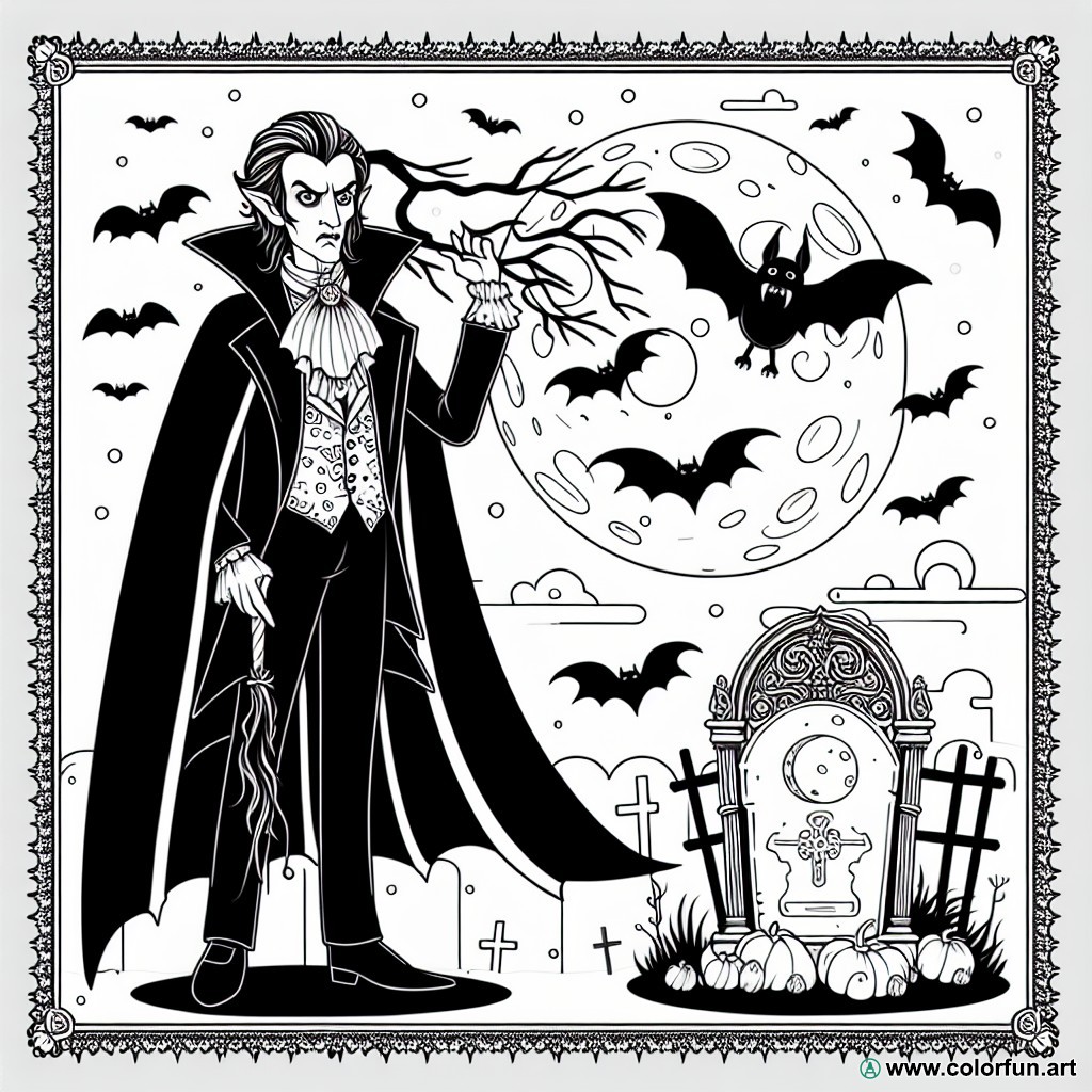 dibujo para colorear vampiro gótico
