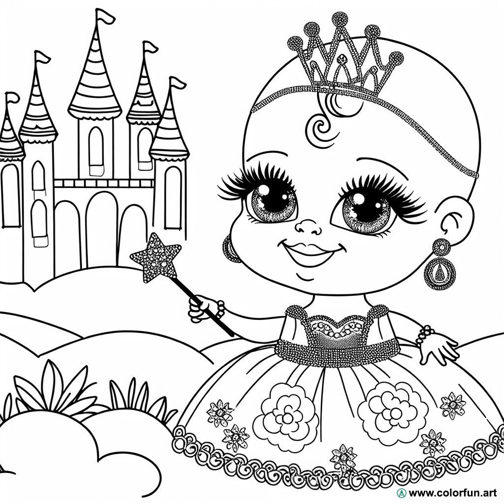 dibujo para colorear bebé princesa