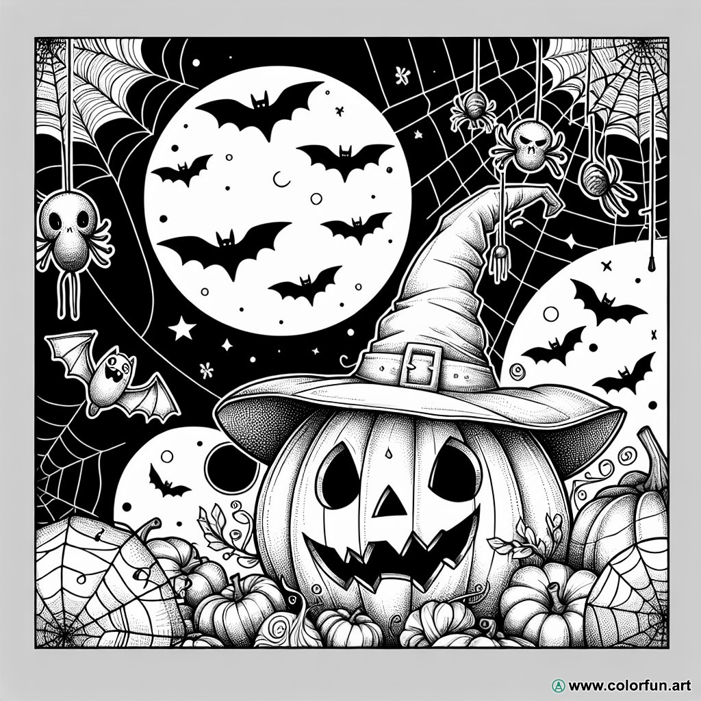 dibujo para colorear de Halloween simple y aterrador