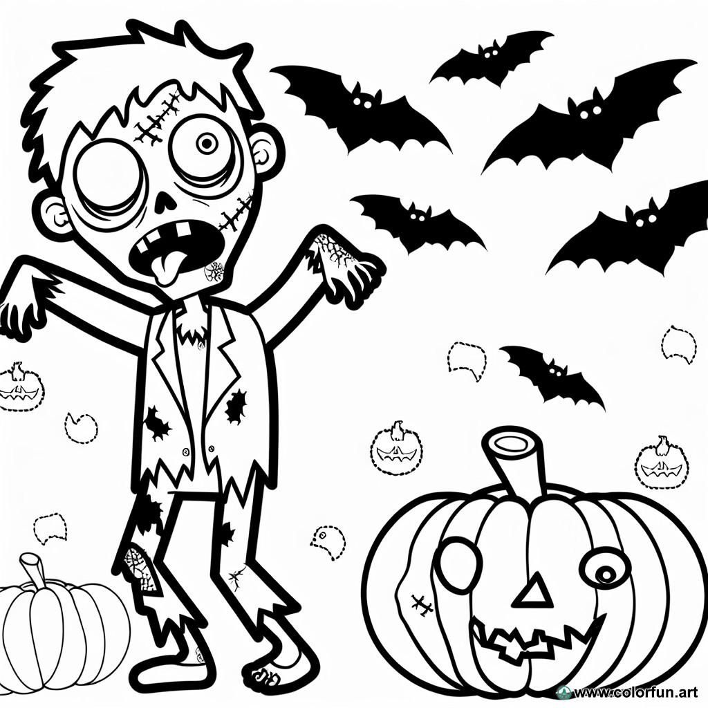 dibujo para colorear de halloween zombie