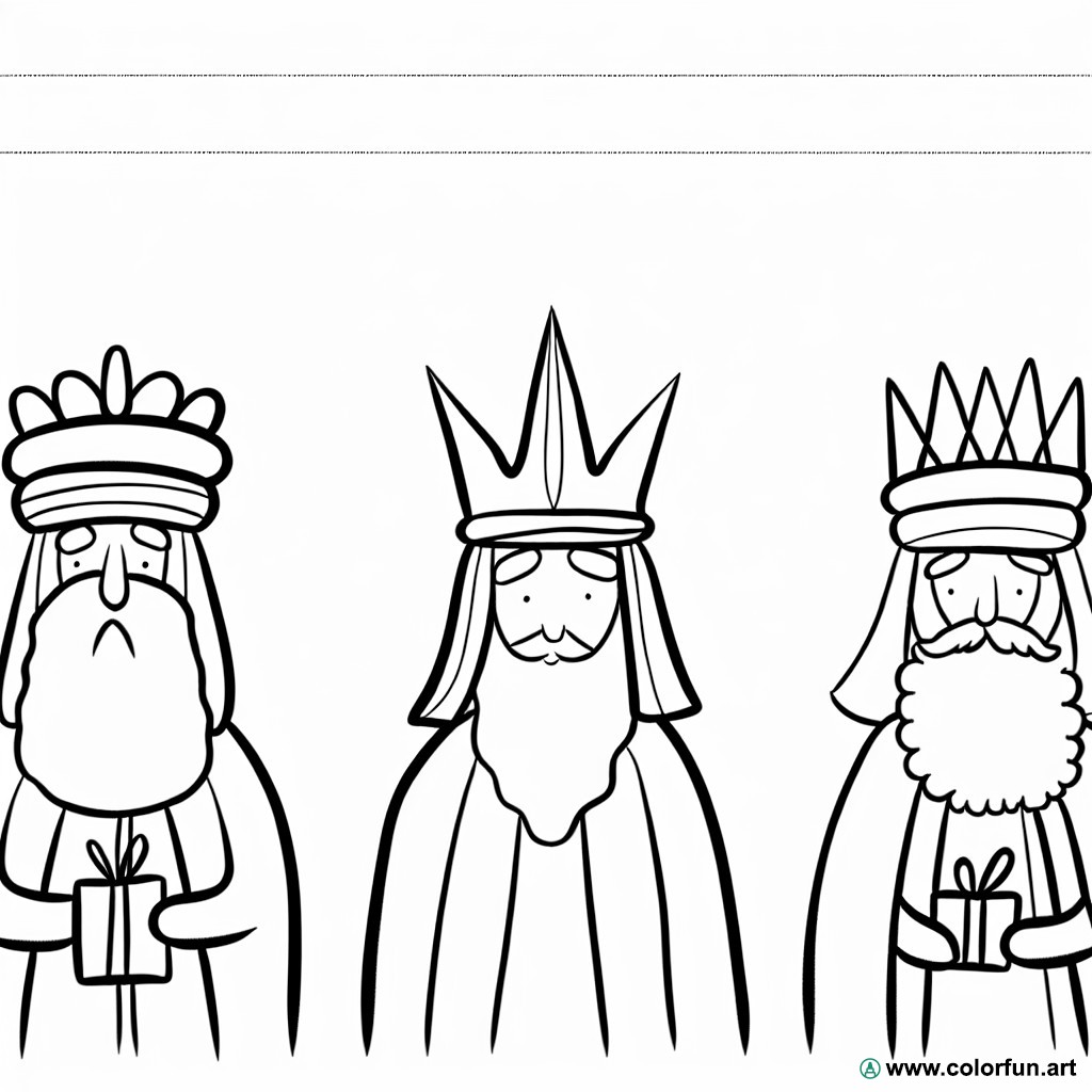 dibujo para colorear de los Reyes Magos simple