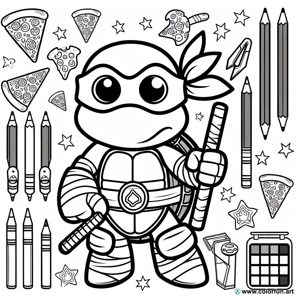 dibujo para colorear tortuga ninja donatello