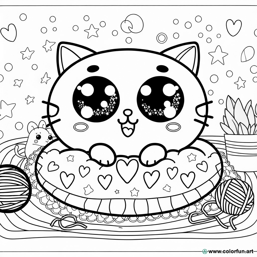 dibujo para colorear gatito kawaii