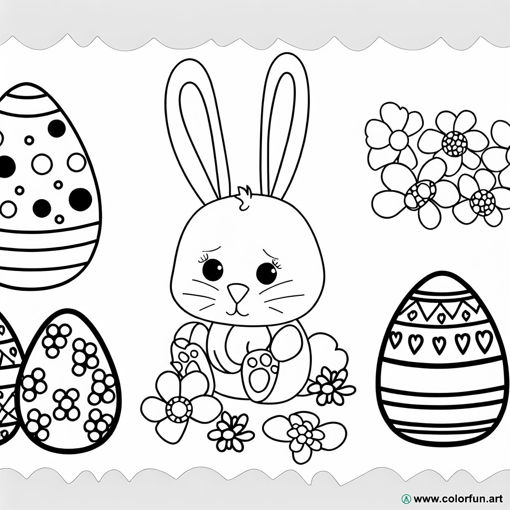 dibujo para colorear conejitos de Pascua lindos