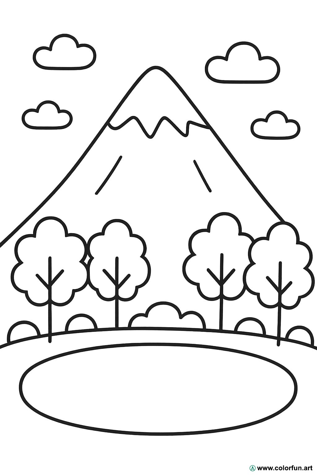 dibujo para colorear montaña lago