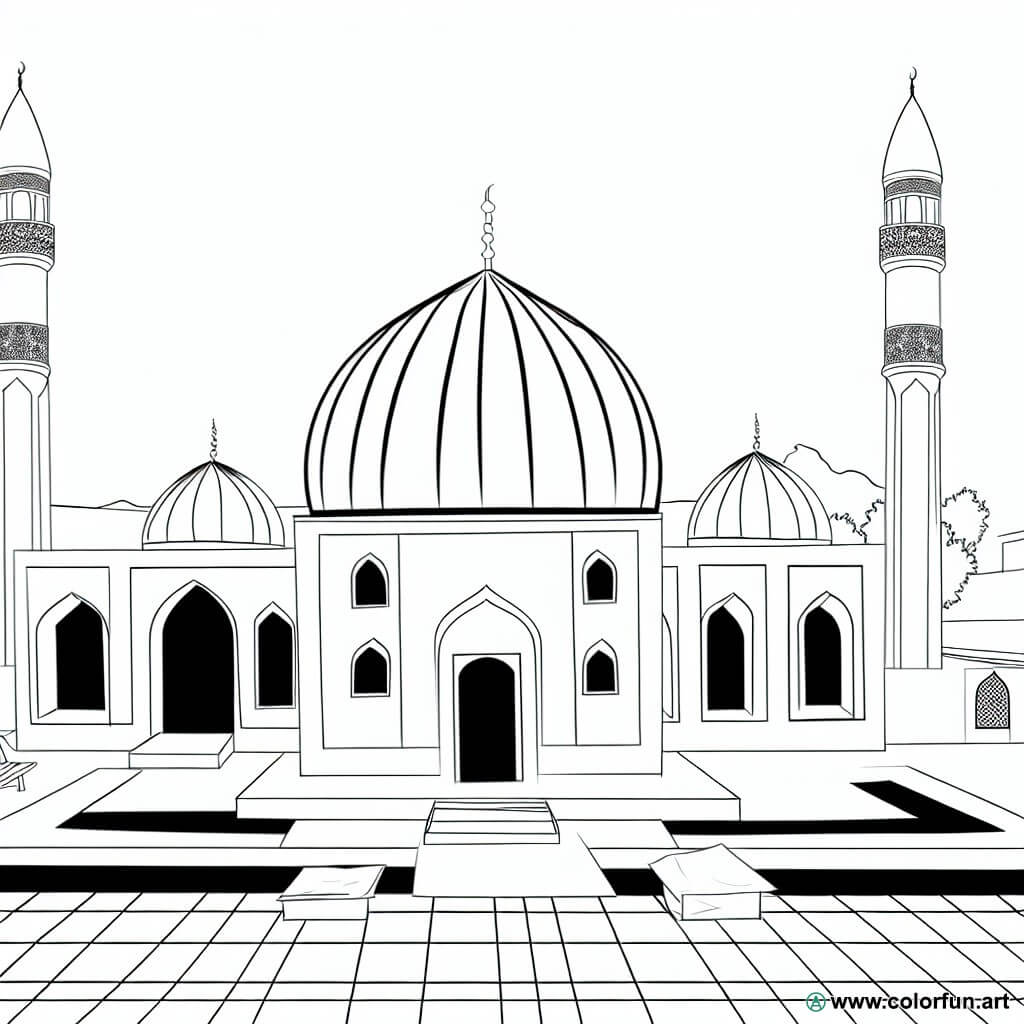 dibujo para colorear islam mezquita