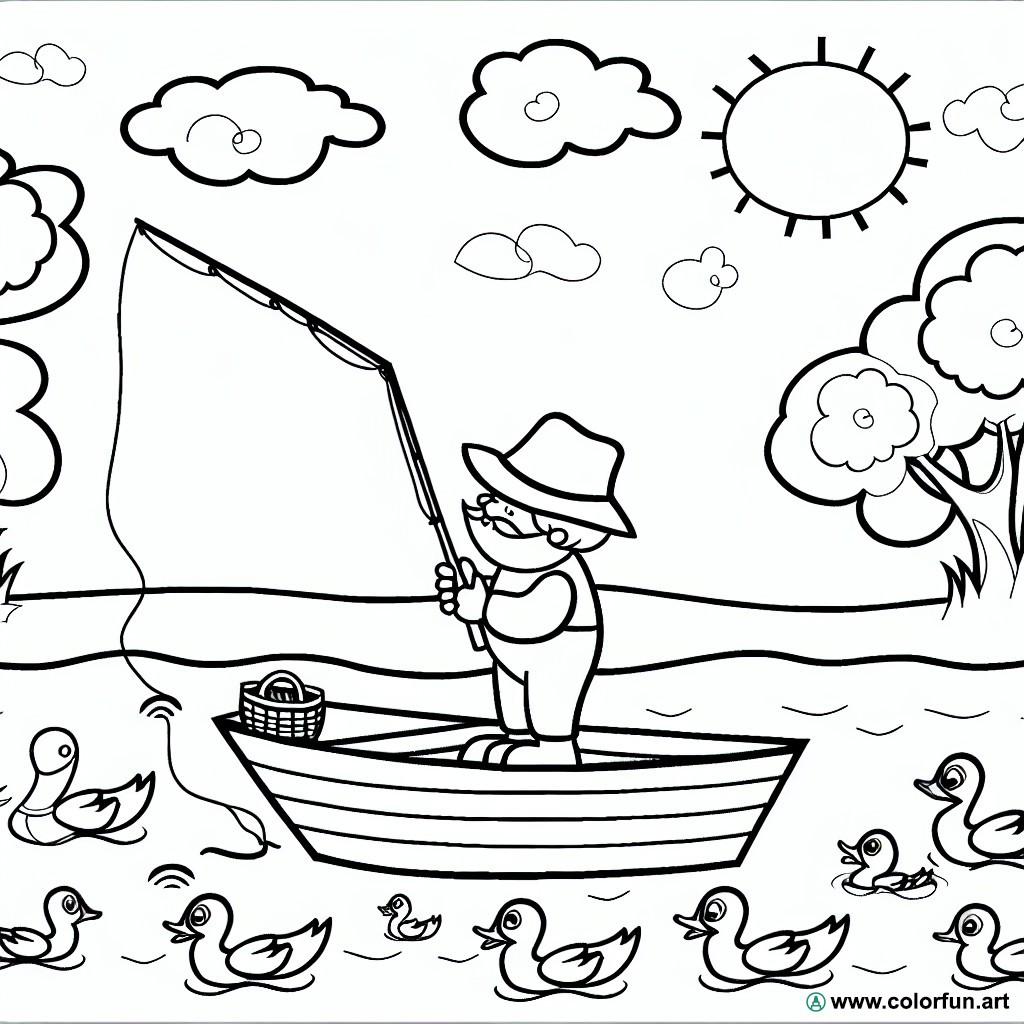 dibujo para colorear pesca de patos