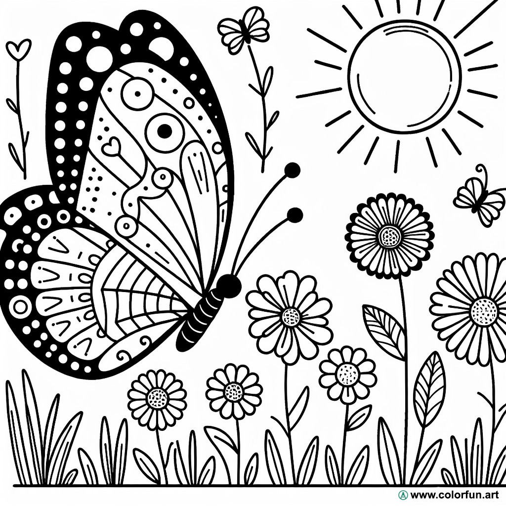 dibujo para colorear primavera mariposas