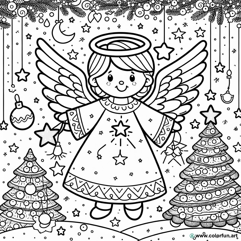 dibujo para colorear ángel de navidad