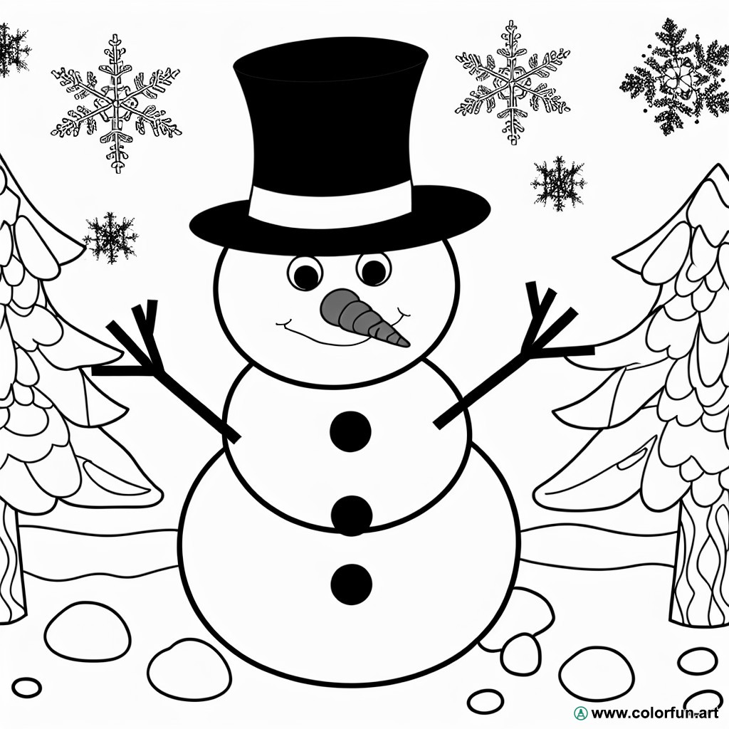 dibujo para colorear hombre de nieve