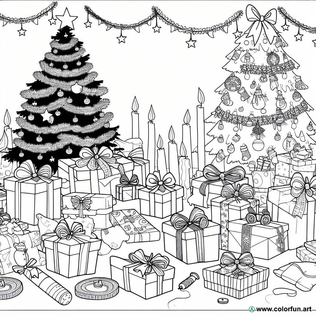 dibujos para colorear regalos de Navidad