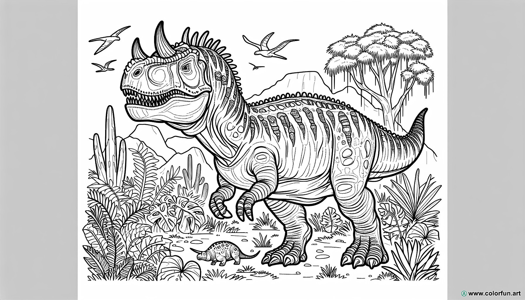 dibujo para colorear carnotaurus prehistoria