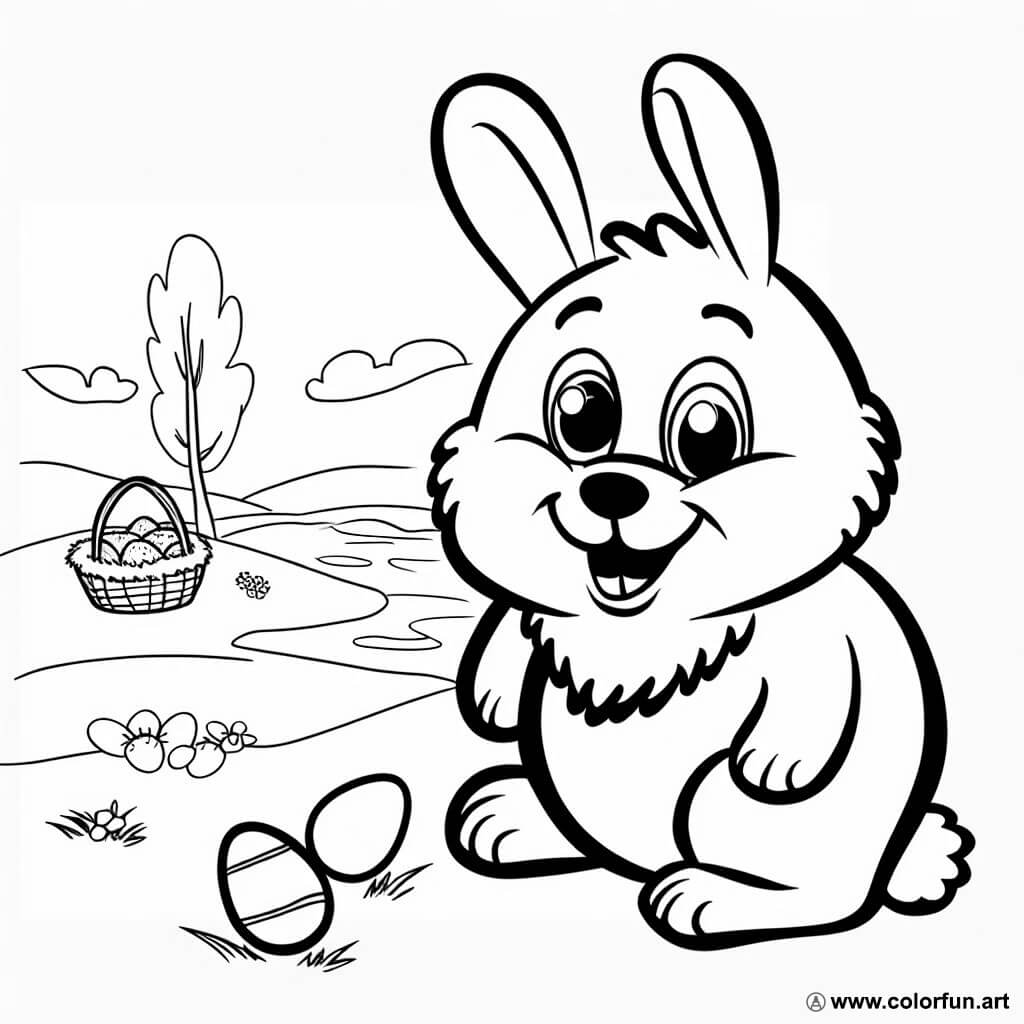 dibujo para colorear conejo de Pascua feliz
