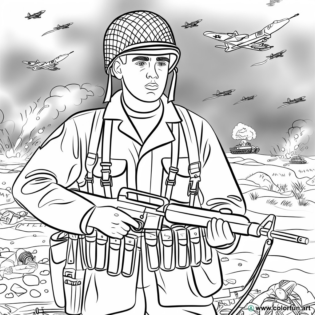 dibujo para colorear soldado guerra