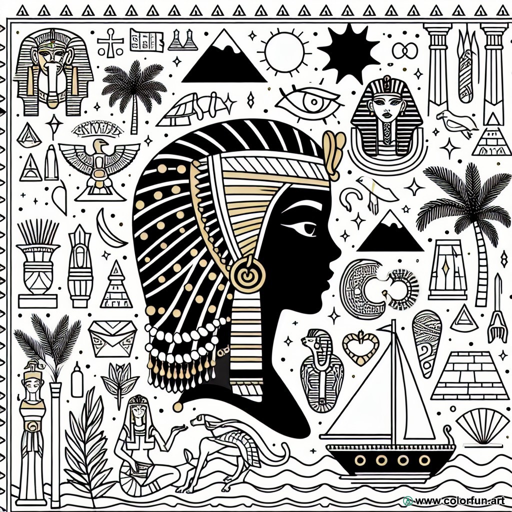 dibujo para colorear estilo vintage de Cleopatra