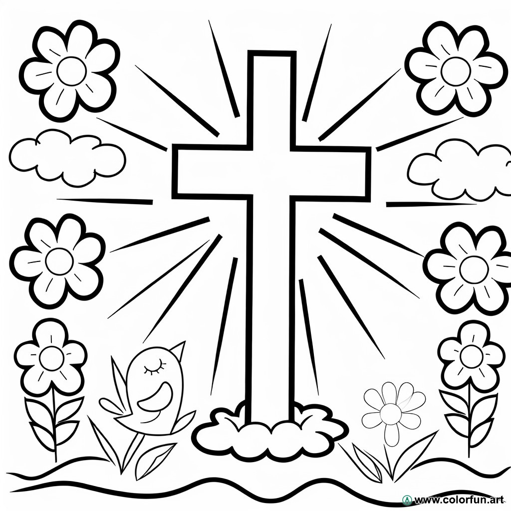 dibujo para colorear cruz cristiana