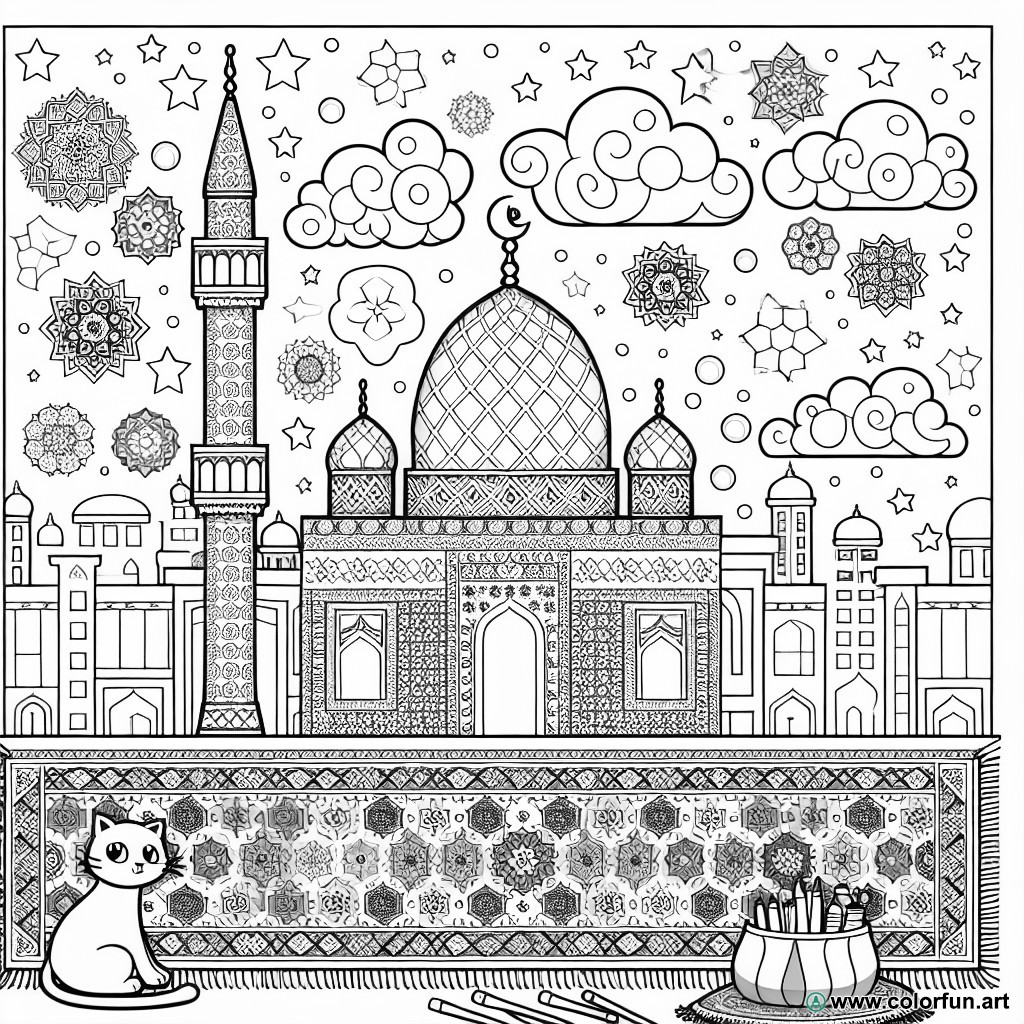 cuaderno de dibujo para colorear islámico