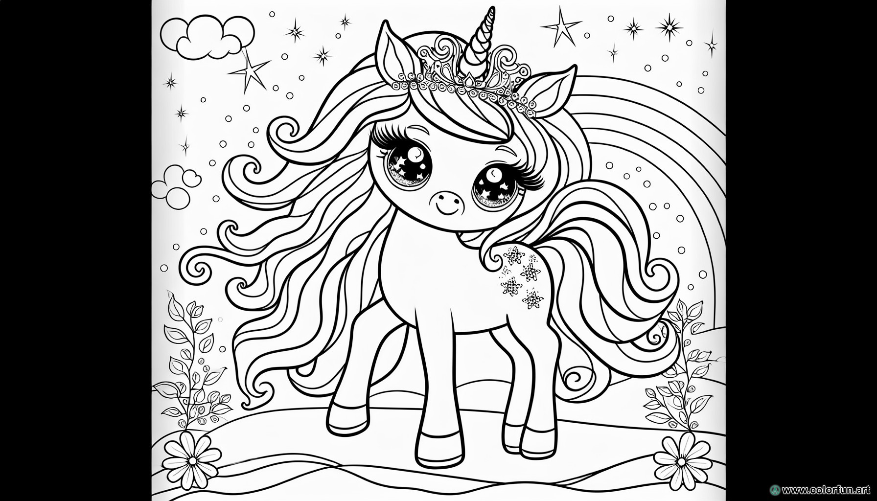 dibujo para colorear princesa unicornio lindo