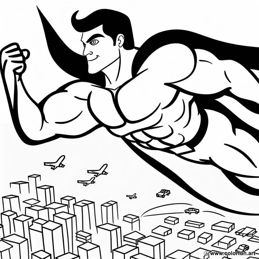 dibujo para colorear superman acción