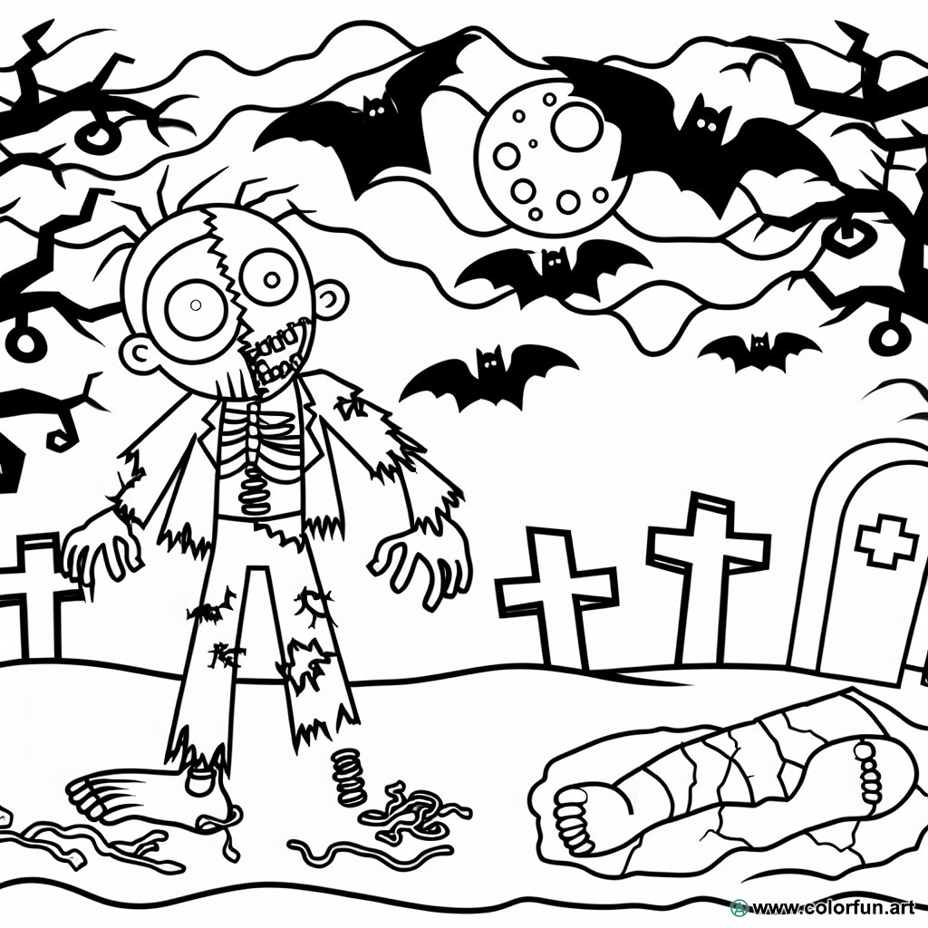 dibujo para colorear zombie desgarrado