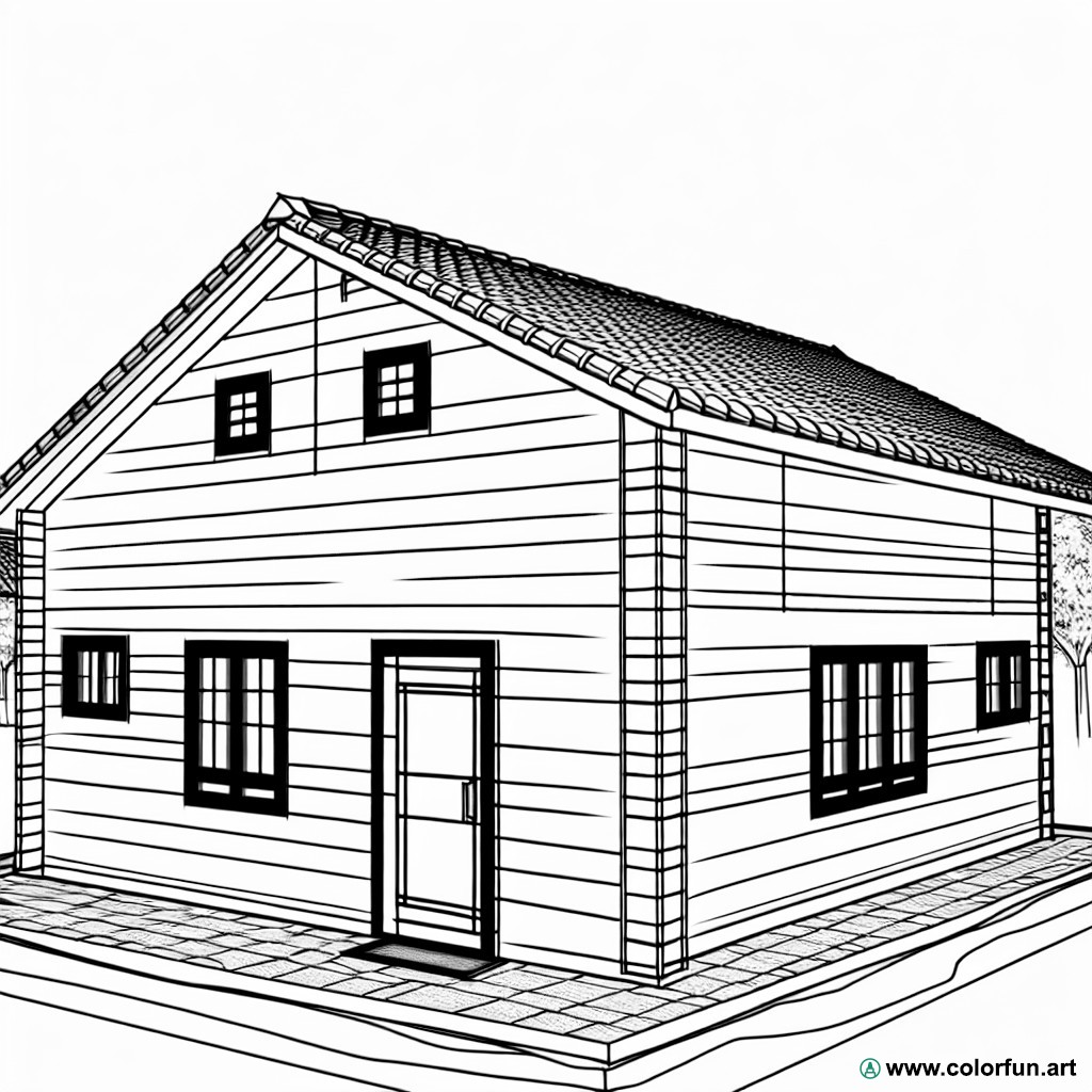 dibujo para colorear casa de madera