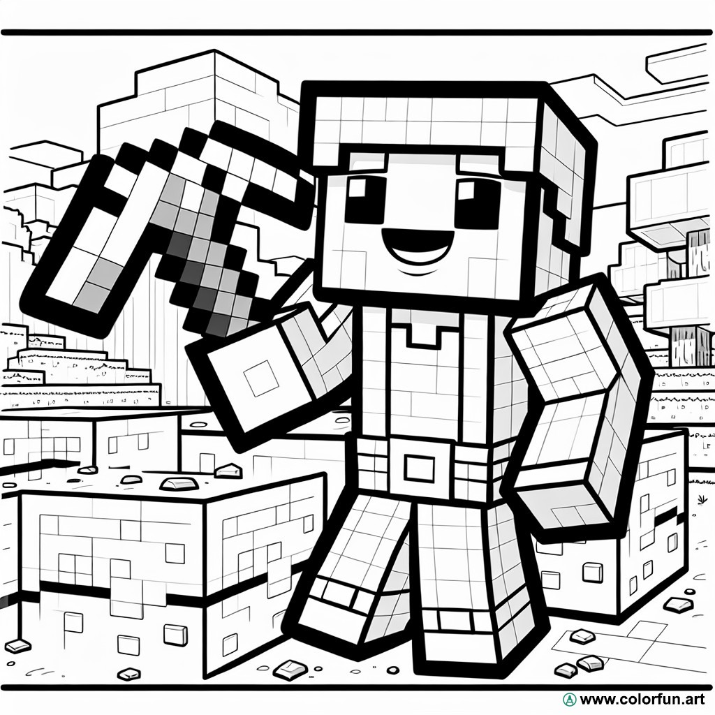 dibujo para colorear de Minecraft fácil