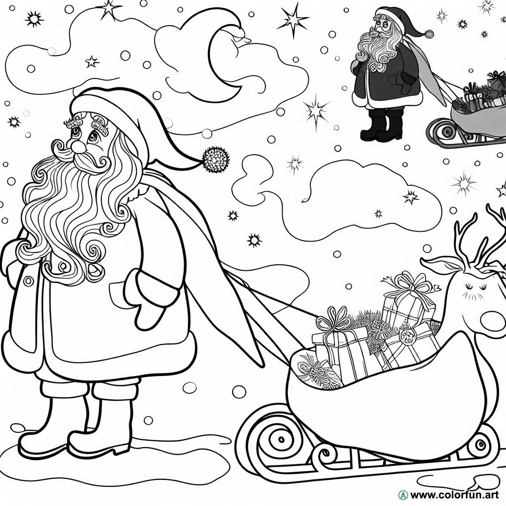 dibujo para colorear Papá Noel vintage