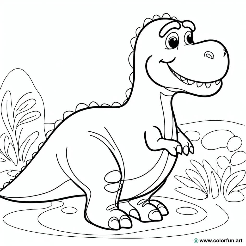 dibujo para colorear dinosaurio fácil