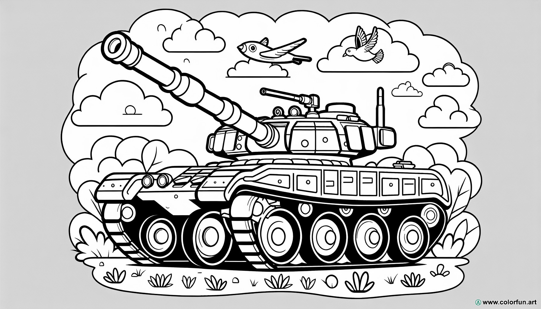 dibujo para colorear tanque militar