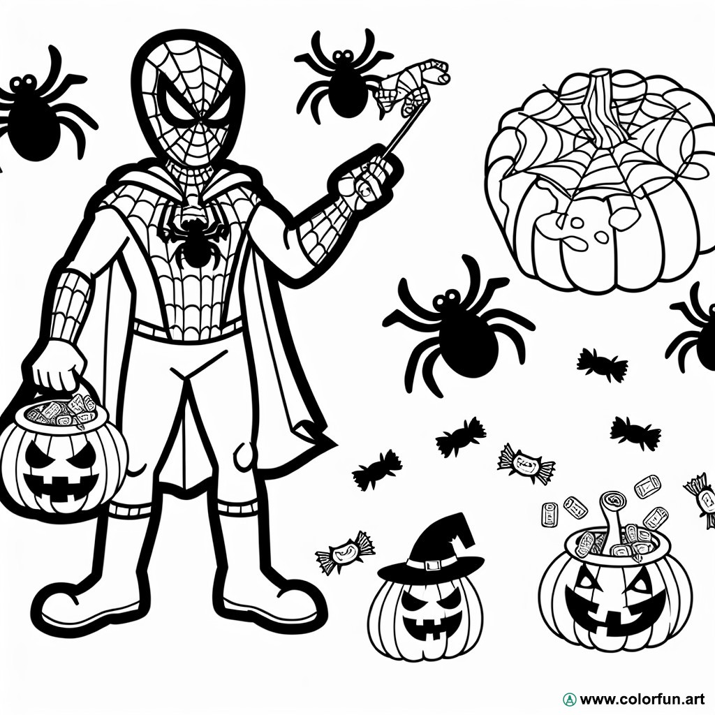 dibujo para colorear spider man halloween
