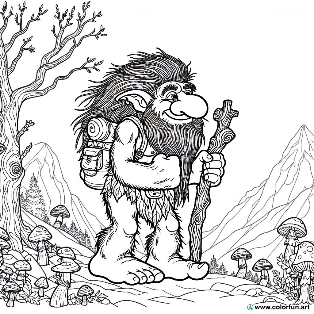 dibujo para colorear troll extraordinario