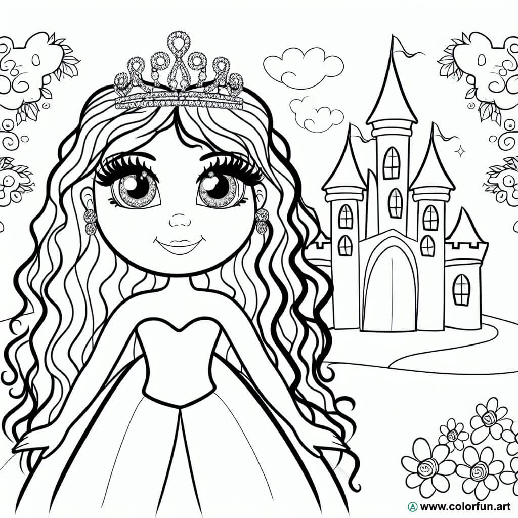 dibujo para colorear princesa para niño de 12 años