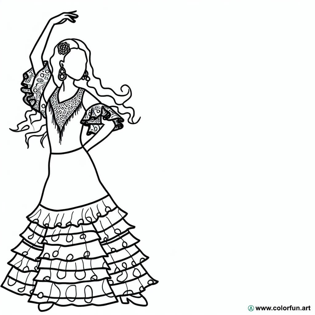 dibujo para colorear bailarina de flamenco