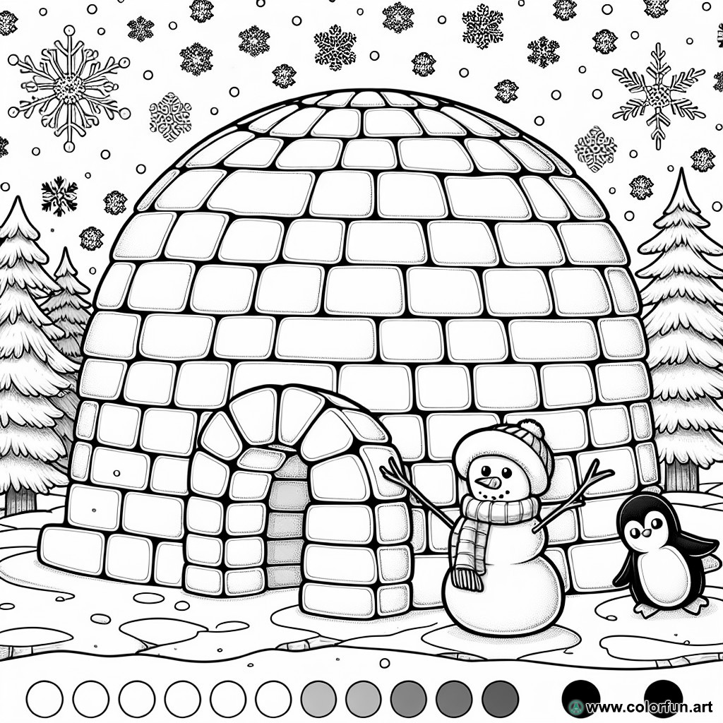 dibujo para colorear iglú esquimales