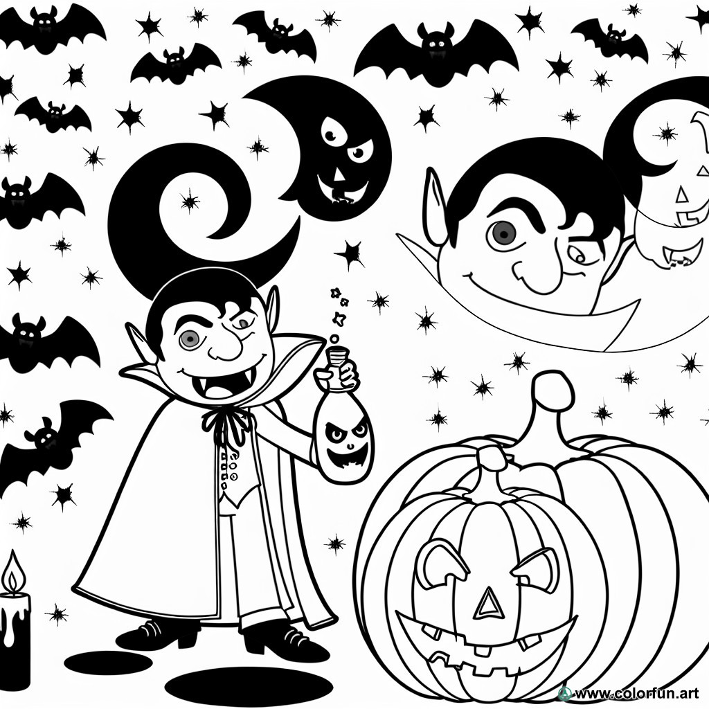 dibujo para colorear halloween vampiro calabaza
