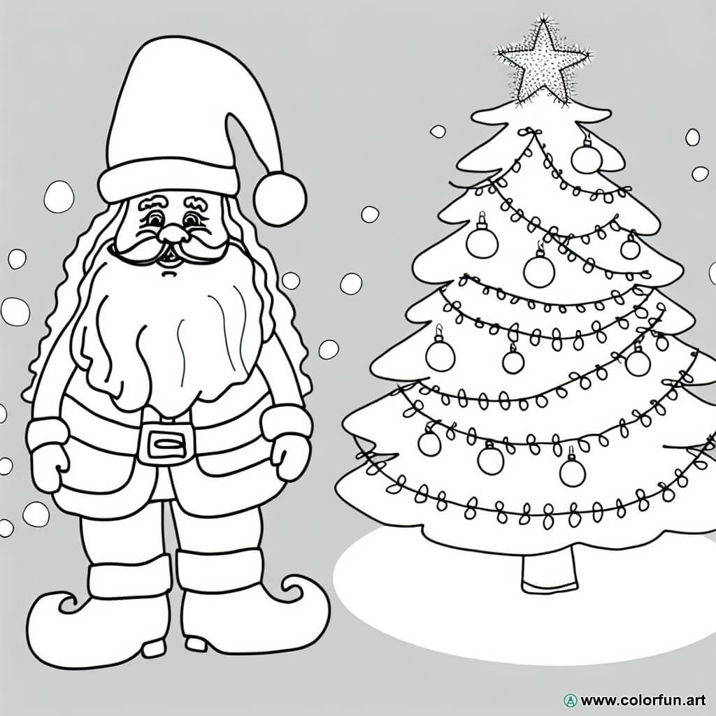 dibujo para colorear papá noel árbol de navidad