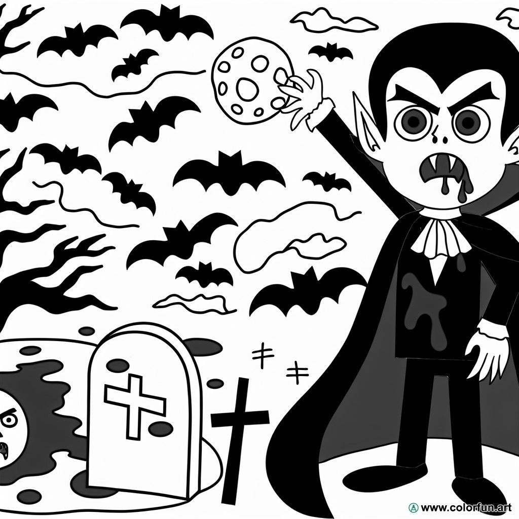 dibujo para colorear de vampiro sangriento de Halloween