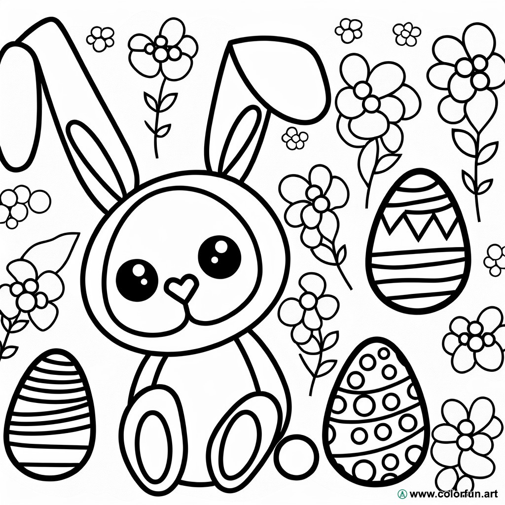 dibujo para colorear conejo de Pascua preescolar