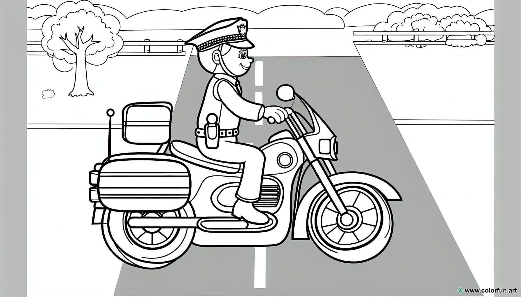 dibujo para colorear policía motocicleta