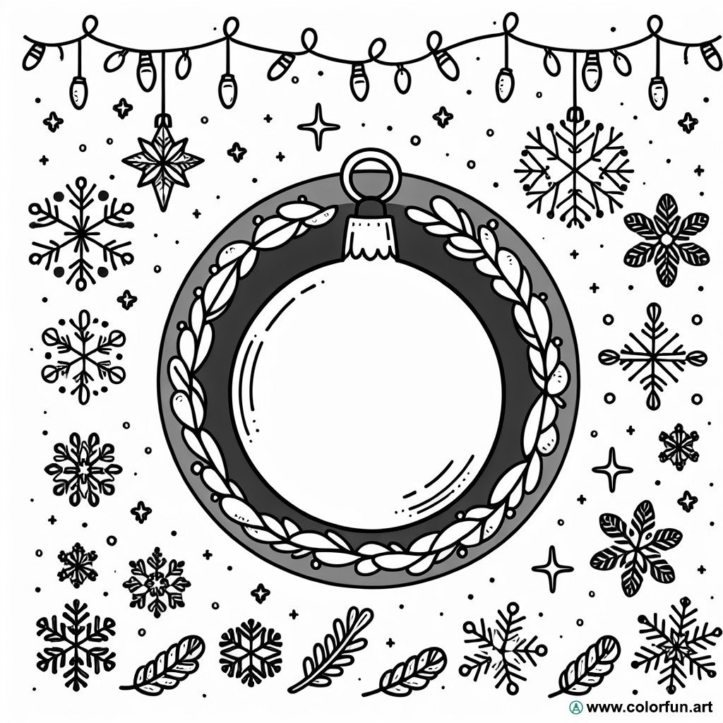 dibujo para colorear bola de Navidad en blanco
