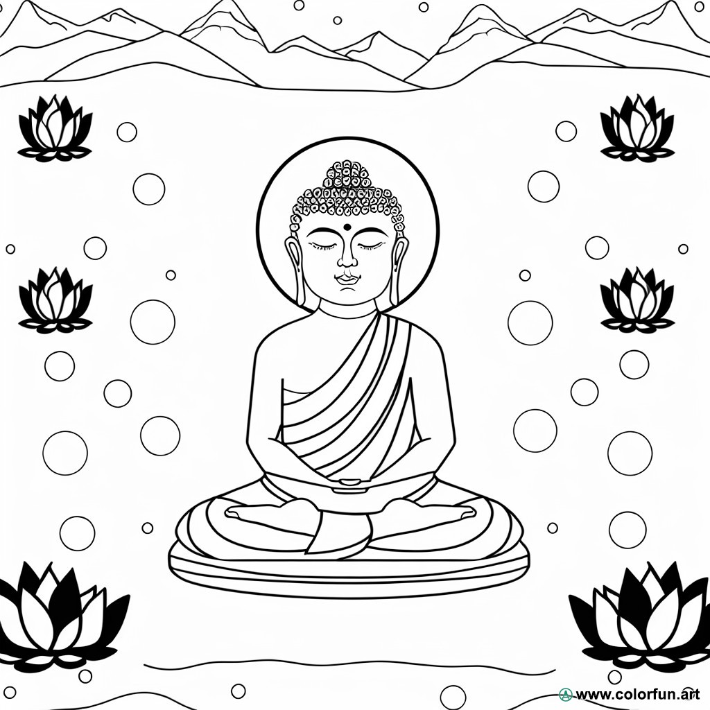 dibujo para colorear Buda meditación