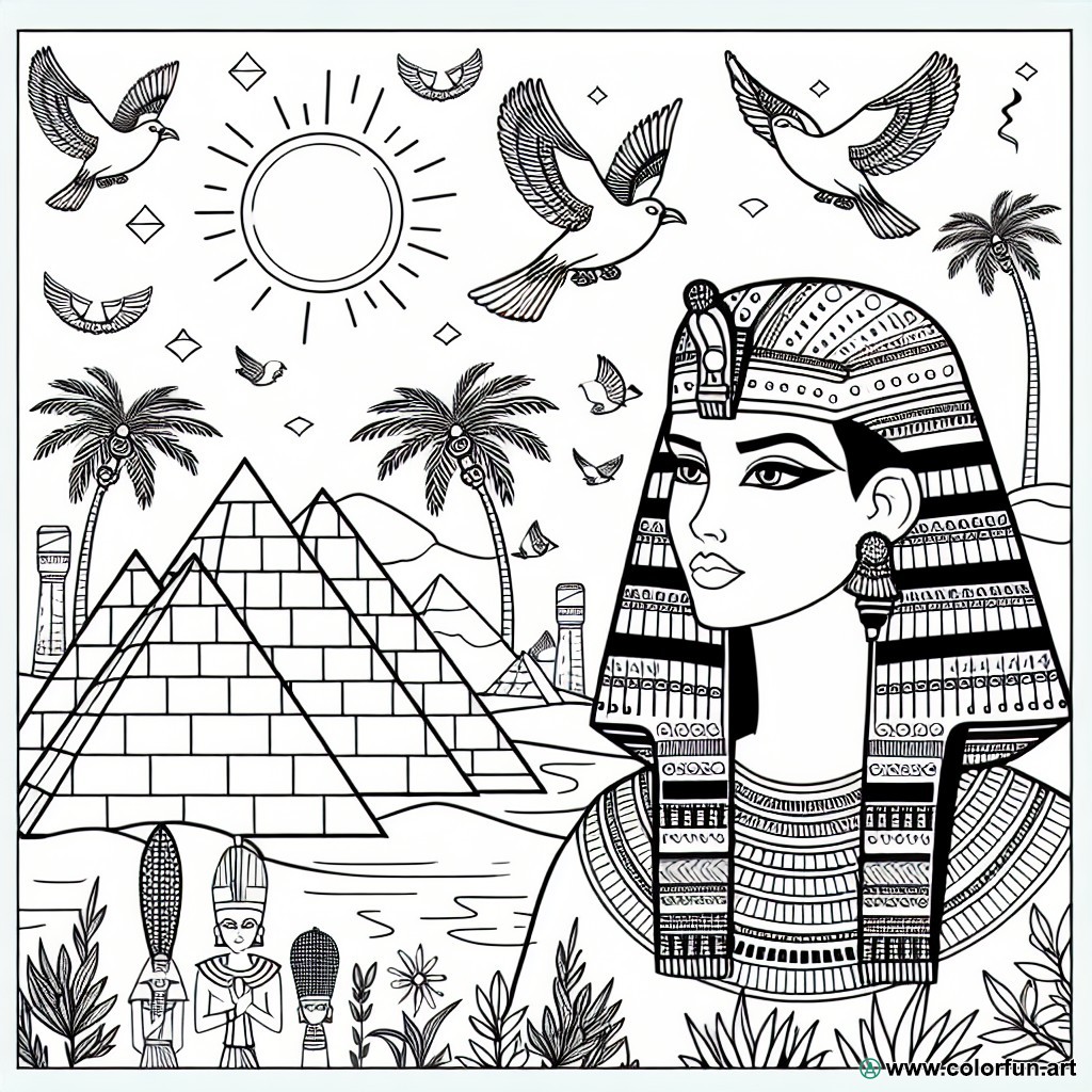 dibujo para colorear Cleopatra pirámides