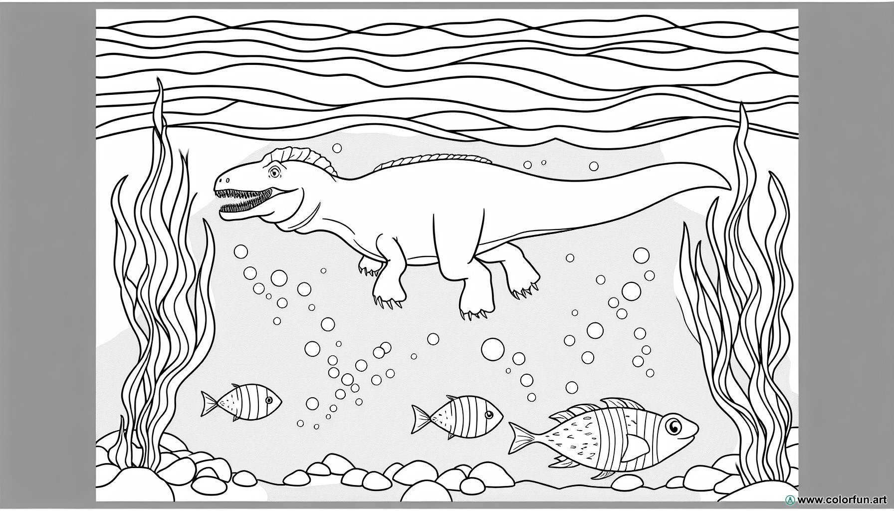 dibujo para colorear mosasaurio jurásico