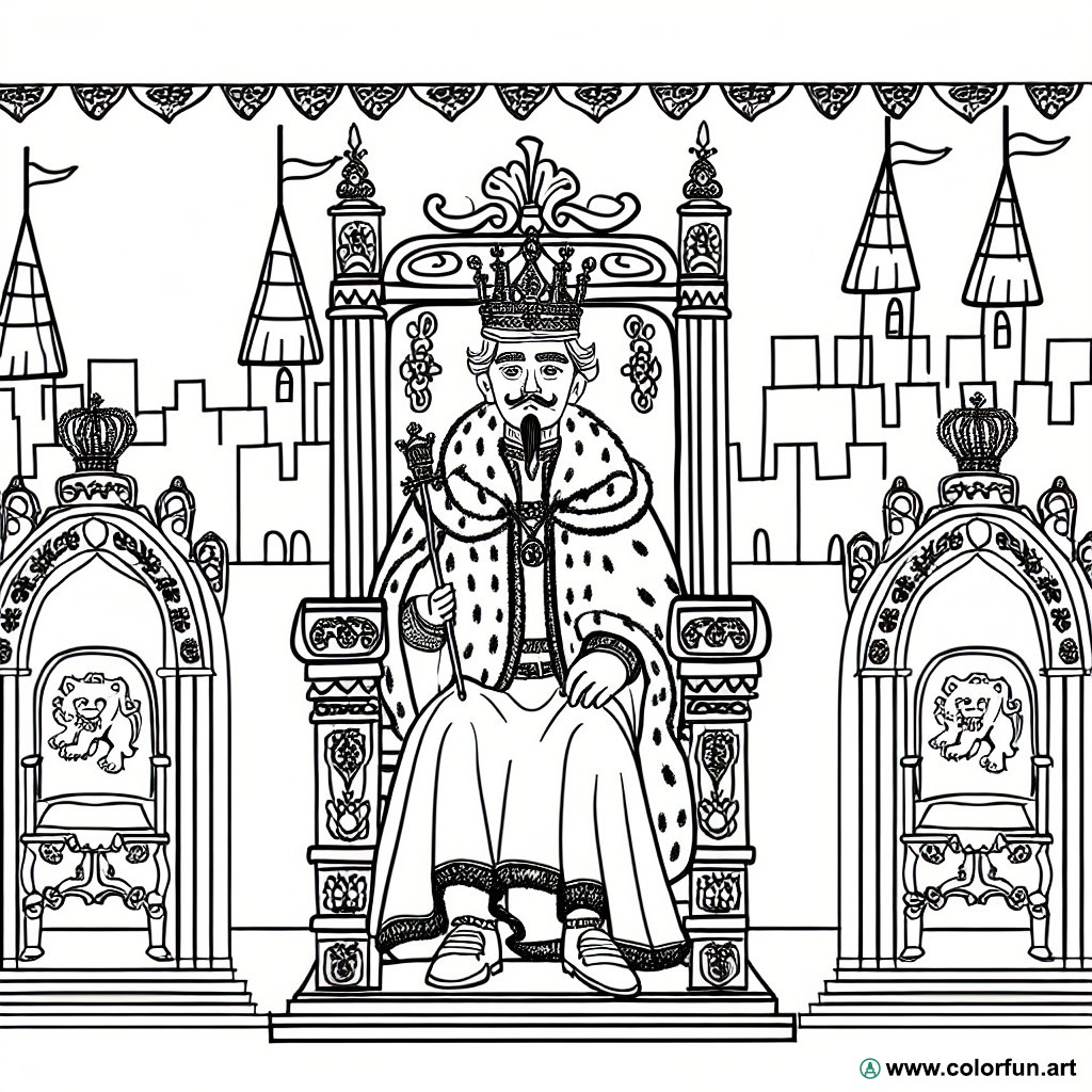 dibujo para colorear rey medieval