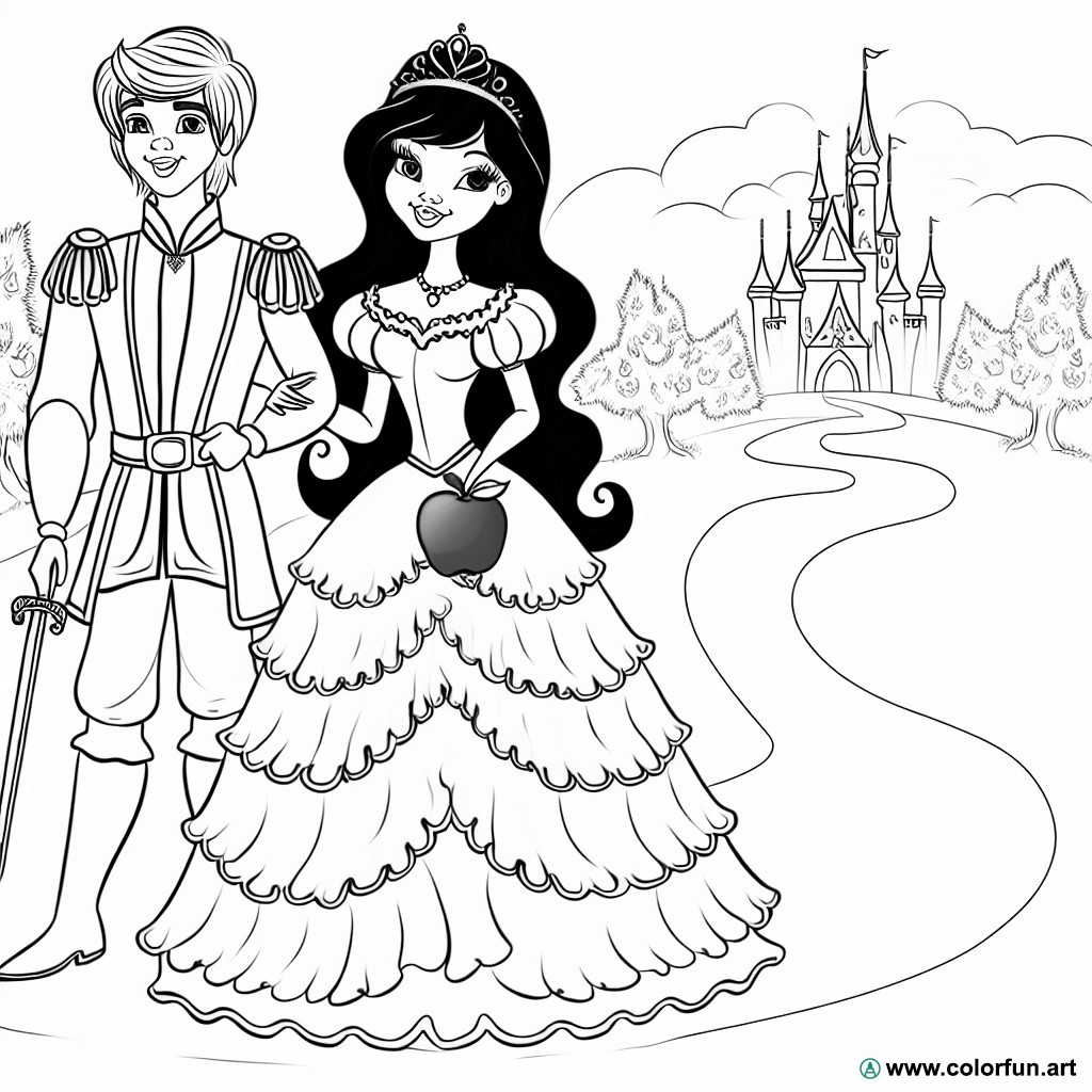 dibujo para colorear blancanieves y su príncipe