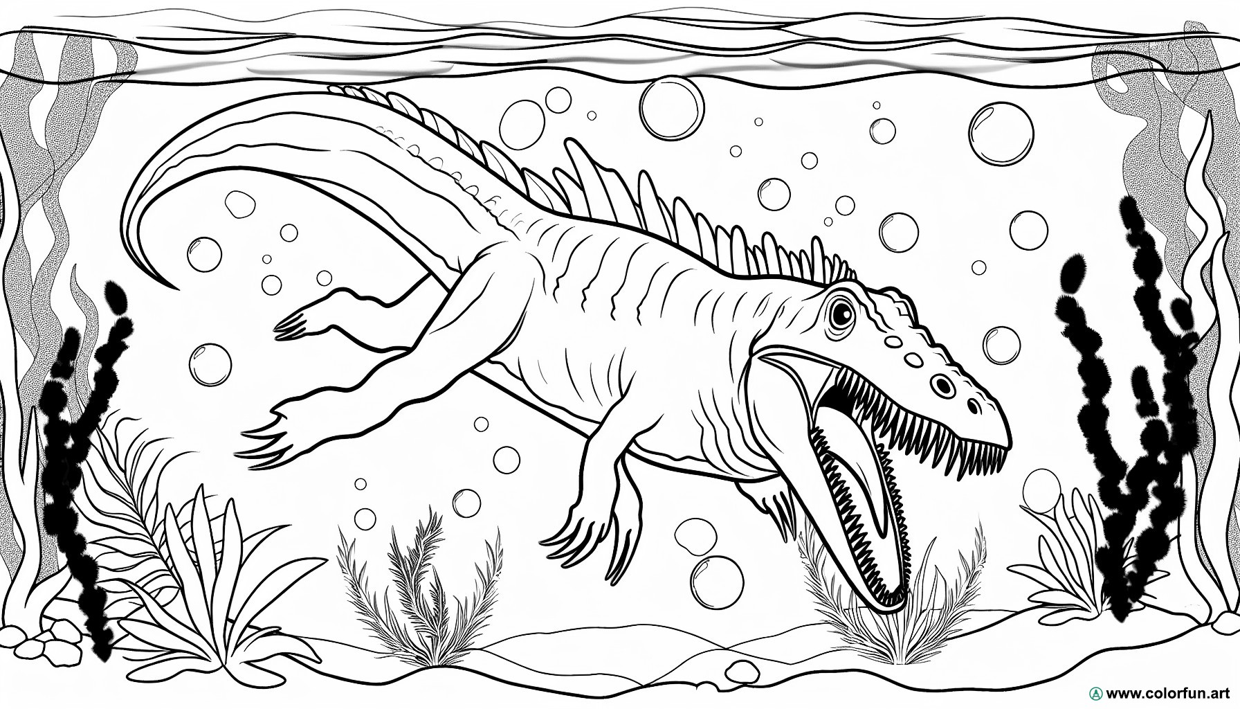 dibujo para colorear mosasaurio mar