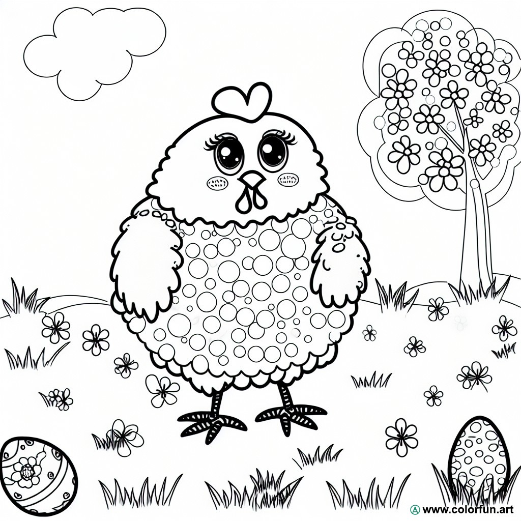 dibujo para colorear de pollito de Pascua original