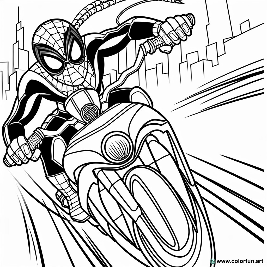 dibujo para colorear spiderman moto
