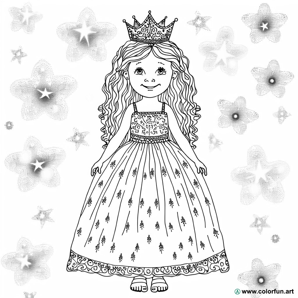 dibujo para colorear niña princesa